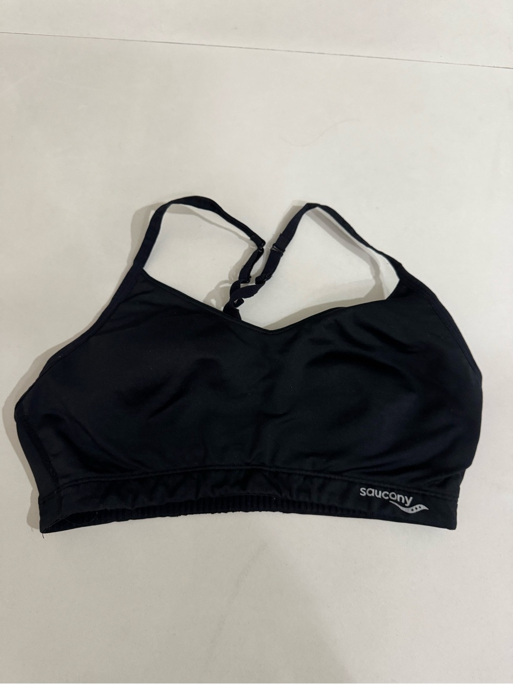 Saucony Black Medium-Impact Sports Bra with Adjustable Straps